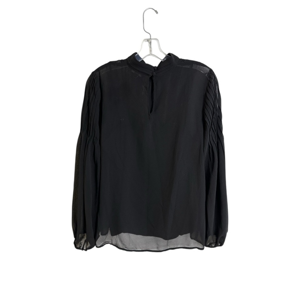 Banana Republic Black Sheer Lace Blouse Pleated Long Sleeves Size S - Picture 5 of 16